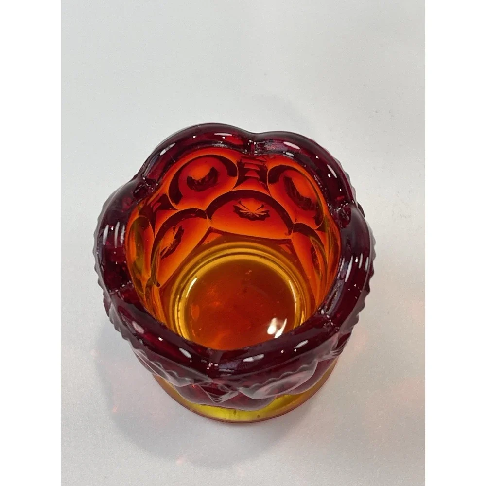 Vintage Copper Hawaii Red Amberina Clear Glass Toothpick‎ Holders Set Of 3